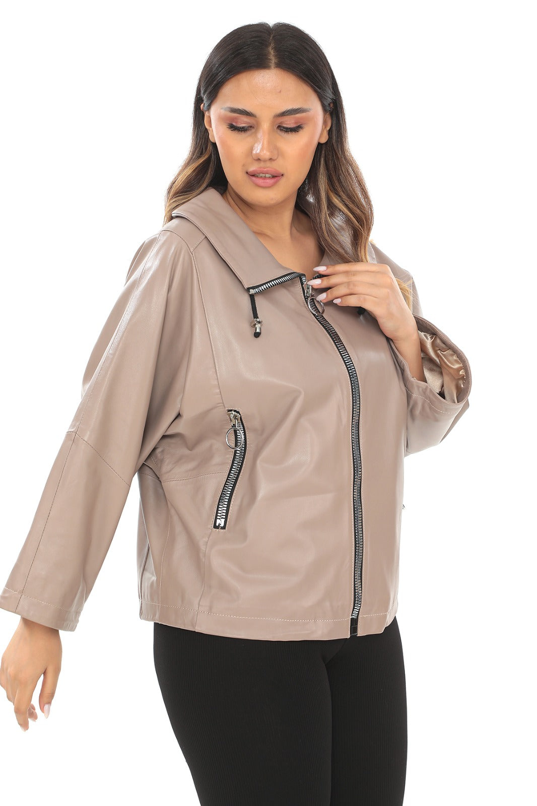 Kadın Oversize Hakiki Kuzu Derisi Mont/ceket BDC138 (Geniş Kalıp)