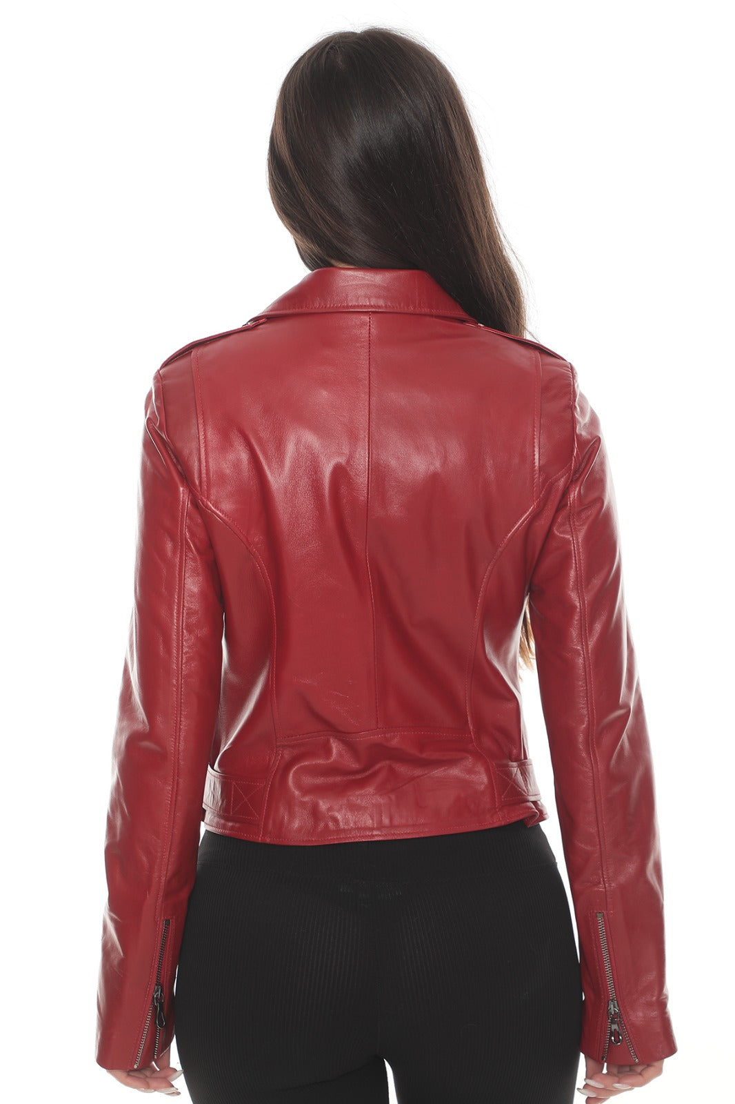 Women's Short Belted Leather Jacket/Coat BDC109 (Slim Cut)
