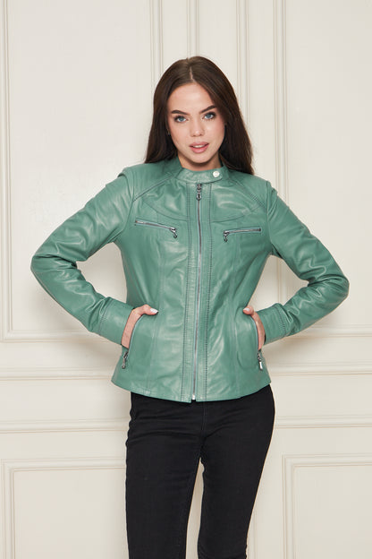 Kadın Hakiki Deri Ceket Mont Kuzu Derisi Ceket BDC118 (Dar Kalıp)