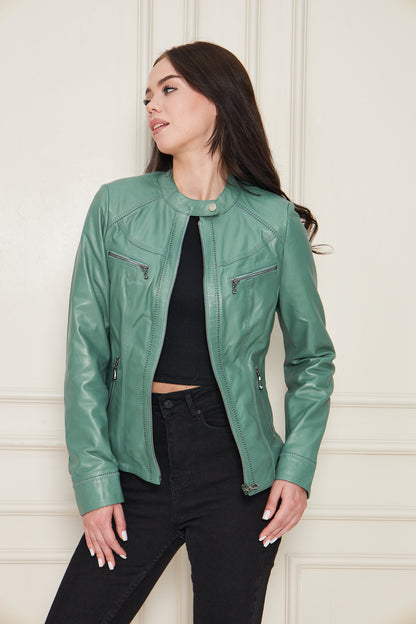 Kadın Hakiki Deri Ceket Mont Kuzu Derisi Ceket BDC118 (Dar Kalıp)