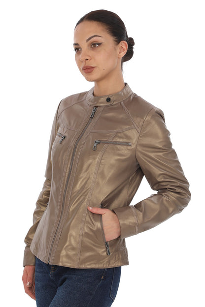 Kadın Hakiki Deri Ceket Mont Kuzu Derisi Ceket BDC118 (Dar Kalıp)