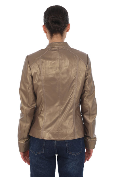 Kadın Hakiki Deri Ceket Mont Kuzu Derisi Ceket BDC118 (Dar Kalıp)