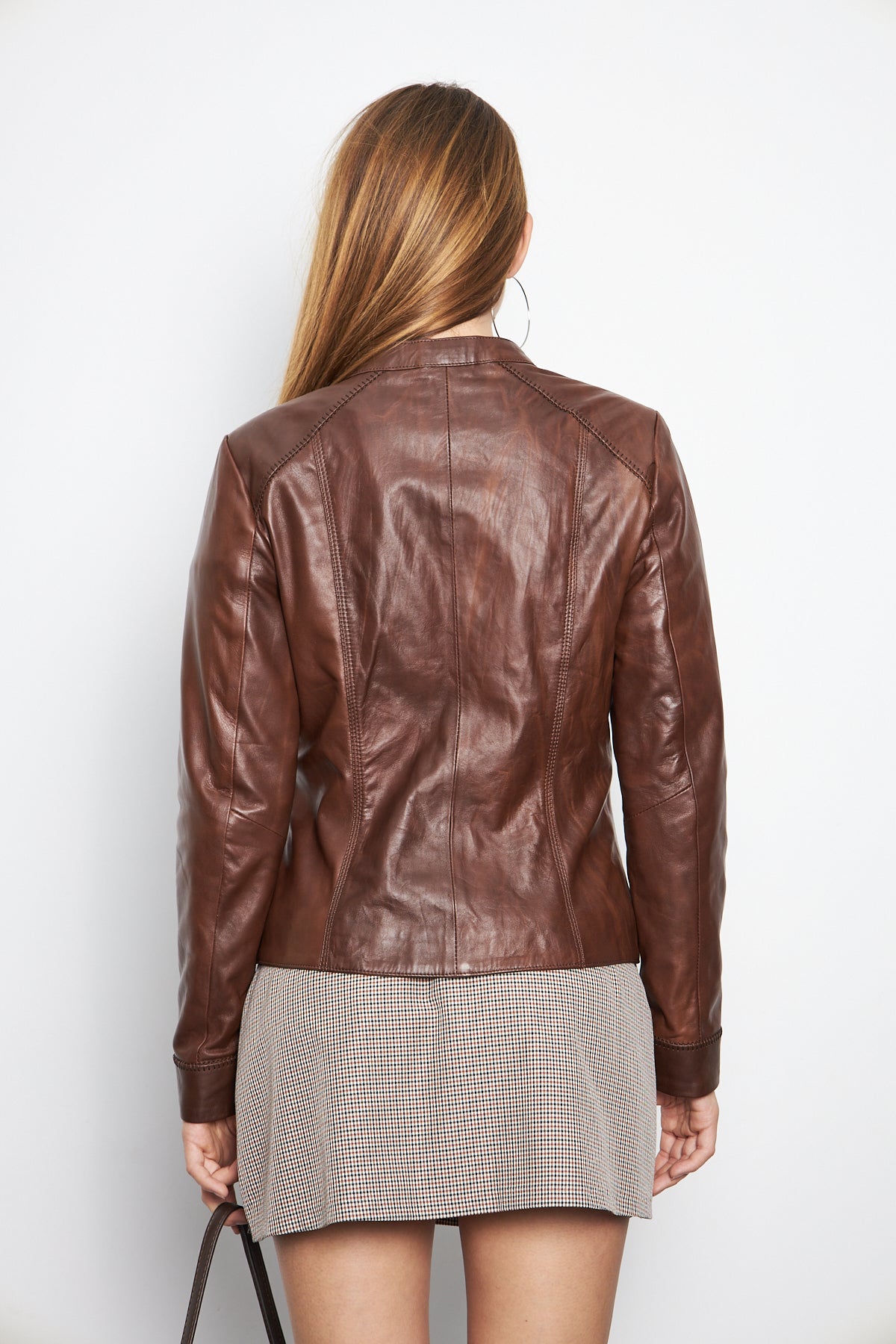 Kadın Hakiki Deri Ceket Mont Kuzu Derisi Ceket BDC118 (Dar Kalıp)