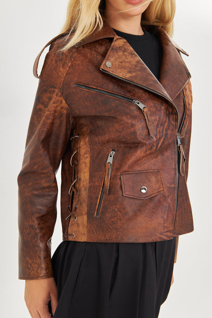 Kadın Astarlı Hakiki Kuzu Derisi Mont/ceket BDC139 (Geniş Kalıp)