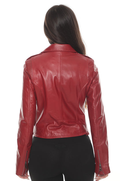 Women's Short Belted Leather Jacket/Coat BDC109 (Slim Cut)